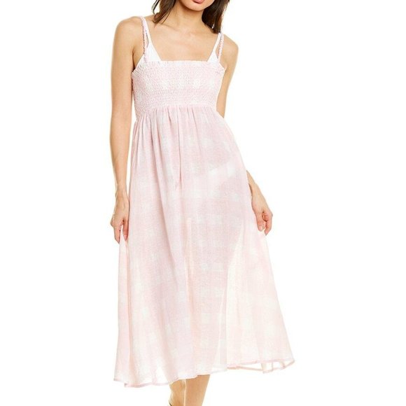 NWT Solid & Striped Women's Pink The Willow Linen Blend Beach Midi Dress M - Picture 1 of 3